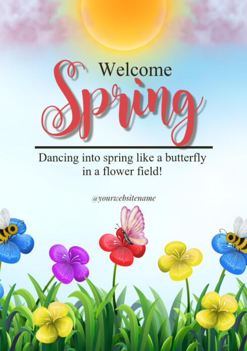 Copy of White Floral Hello Spring A4 | PosterMyWall