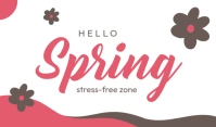 White Floral Hello Spring Card Tag Etiqueta template