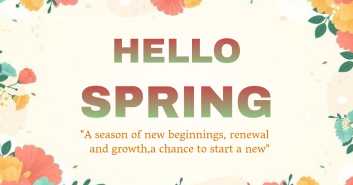 Copy of White Floral Hello Spring Facebook Shared Image | PosterMyWall