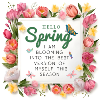 White Floral Hello Spring Greeting Instagram Post | Floral Spring Self-Improvement Social Media Desi template