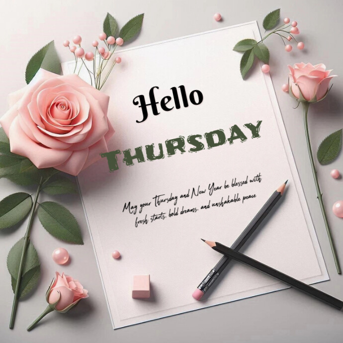 Copy of White Floral Hello Thursday Logo | PosterMyWall