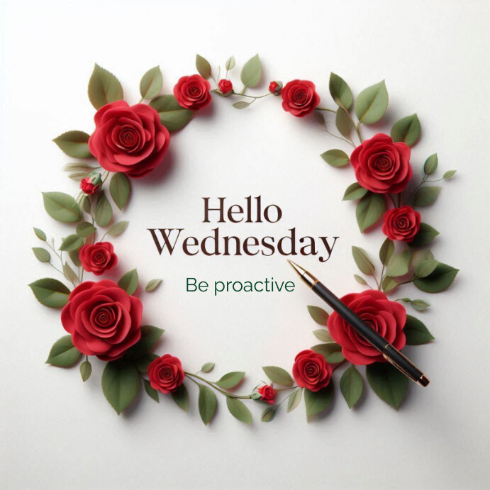 White Floral Hello Wednesday Instagram Post Templat | PosterMyWall