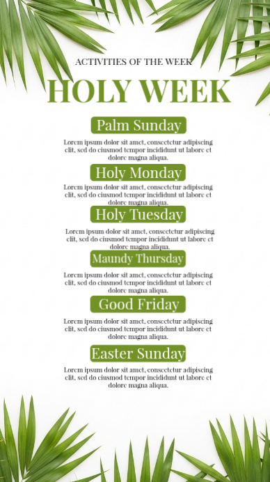 White Floral Holy Week Activities Instagram Story Template | PosterMyWall