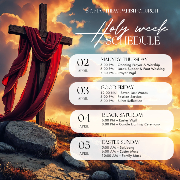 Holy Week Schedule Instagram Ad Template | PosterMyWall