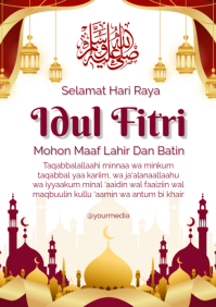 White Idul Fitri Celebration A4 Template