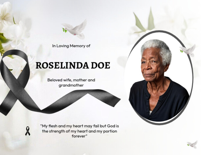 White Floral In Loving Memory Flyer (us Letter) template