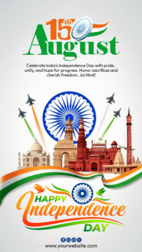 白色 India's Independence Day เรื่องราวบน Instagram Template