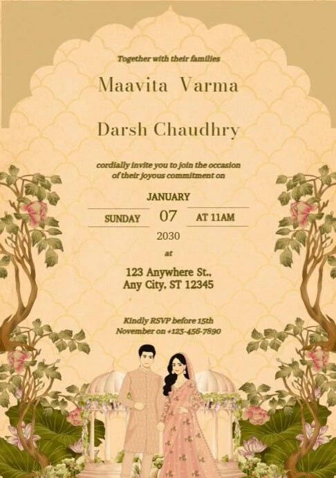 Copy of White Floral Indian Traditional Wedding Invitation A4 ...