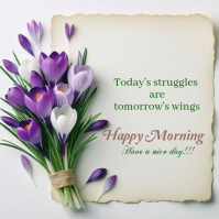 White Floral Inspirational Morning Greeting Logo Ilogo template