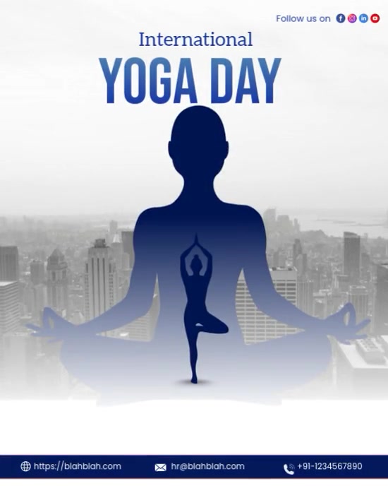 White Floral International Yoga Day  Instagram Portrait template