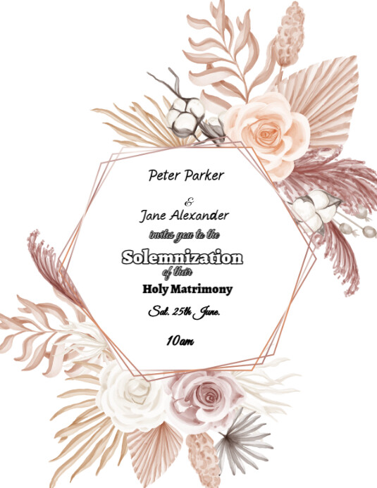 White Floral Invitation Card Background Template Flyer (us Letter) Pamflet (VSA Brief)