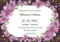 White Floral Invitation Cards Desin  Postcard template