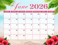 White Floral June 2026 Calendar Flyer Volantino (US Letter) template