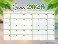 White Floral June 2026 Calendar Flyer Pamflet (Letter AS) template