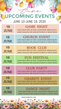 White Floral june event schedule Instagram Story template