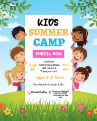 White Floral Kids Camp Instagram Portrait template
