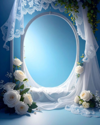 White Floral Lace Wedding Arch Frame  Instagram Portrait template