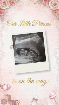 White Floral Little Princess Baby Shower Invi Digital Display (9:16) template