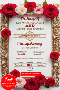 White Floral Marriage Ceremony Post Card Poster template