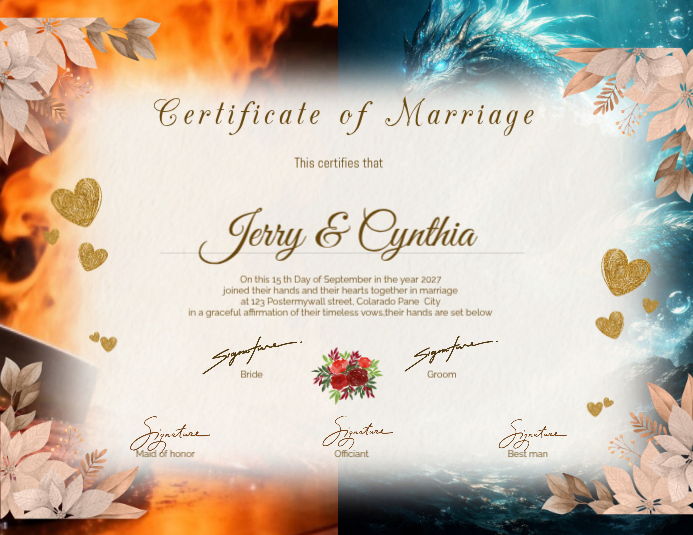 White Floral Marriage Certificate Flyer Template | PosterMyWall