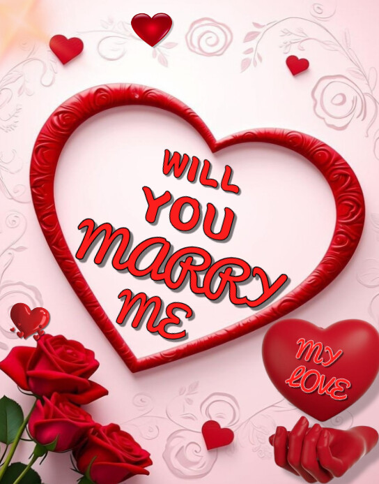 White Floral Marry Me  Poster/wallboard Iphosta/Ibhodi lasebondeni template