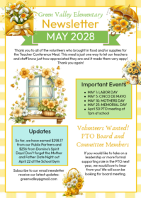White Floral may classroom Newsletter A6 template