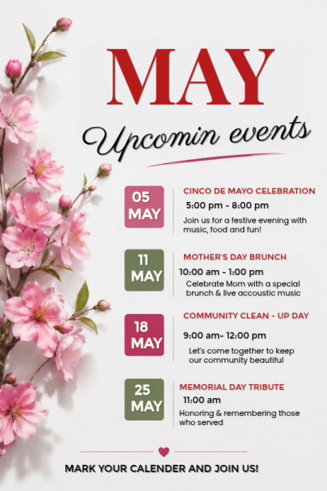 White May Events Posters Template | PosterMyWall