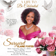 White Floral Memorial Celebration Instagram Post template