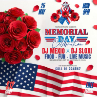 White Floral Memorial Day Celebration Square Video สี่เหลี่ยมจัตุรัส (1:1) template