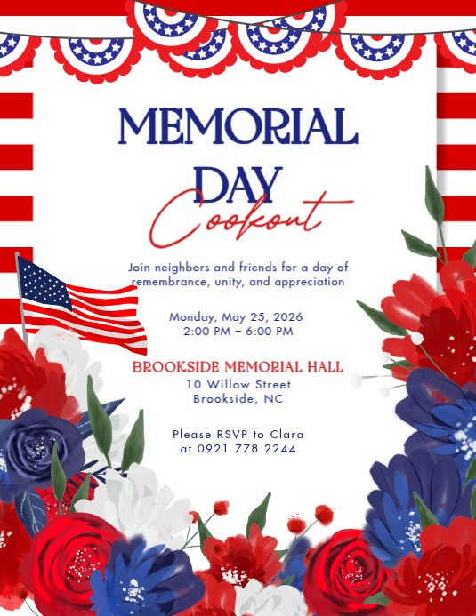 White Memorial Day Event Flyers Template | PosterMyWall