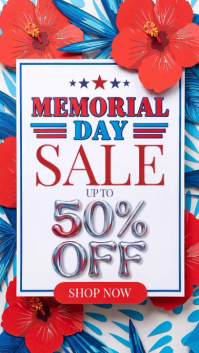 White Floral Memorial Day Sale Instagram Reel Video template