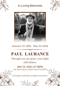 White Floral Memorial Service A3 template
