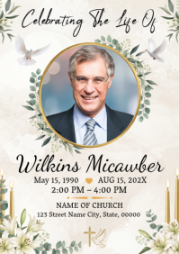 White Memorial Service A4 Template