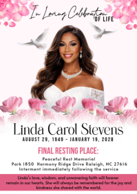 White Floral Memorial Service A4 template