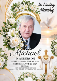 Белый Memorial Service A4 Template
