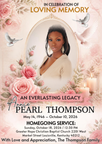 White Funeral Service Announcement A4 Template