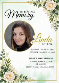 White Memorial Service Announcement A6 Template