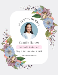 白色 Memorial Service Pamflet Template - Page 1