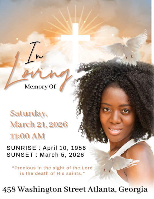 White Floral Memorial Service Flyer Template | PosterMyWall