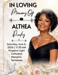 White Floral Memorial Service Flyer Iflaya (Incwadi ye-US) template