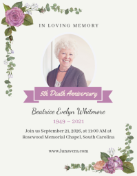 White Memorial Service Flyer Template - Page 1