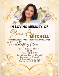 White Floral Memorial Service Flyer Template | PosterMyWall