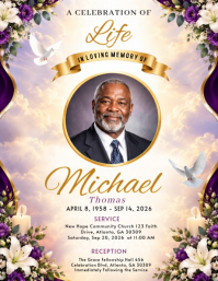 White Memorial Service Flyer Template