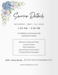 White Floral Memorial Service Flyer template - Page 2