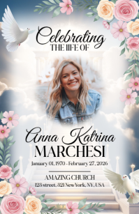 白色 Memorial Service Wide Setengah Halaman Template