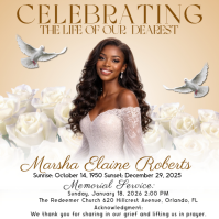 White Floral Memorial Service Instagram Post template