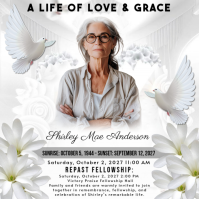 White Floral Memorial Service Instagram Post template