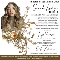 White Floral Memorial Service Instagram Post template