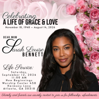 White Floral Memorial Service Instagram Post Instagram-opslag template
