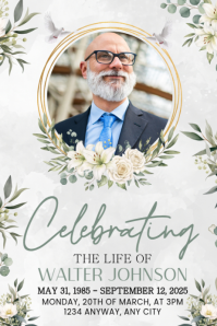 White Memorial Service Póster Template